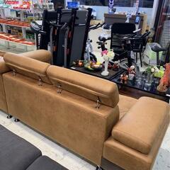 キズナ 3Pカウチソファ レザーファブリック オットマン付き