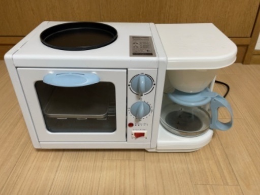 モーニングセットメーカー3WAY トースター 目玉焼き コーヒー HWK-1107 ホワイト×ブルー