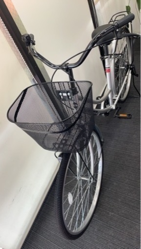 新品】ギアなし自転車 シールバー カゴ付き