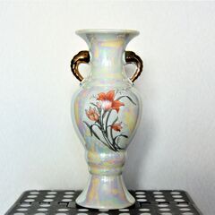西洋花瓶　ビンテージ花柄花瓶