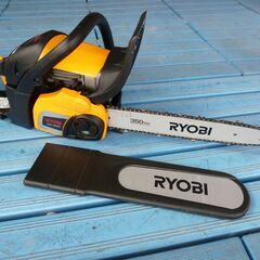 RYOBI　エンジンチェーンソー　ESK-3835/2サイクル・エンジン始動確認済み・カバー割れ有・中古現状本体のみ