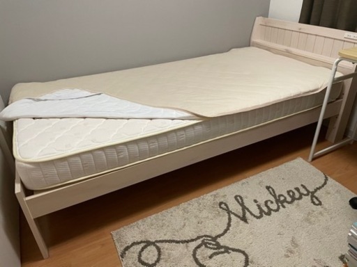 ニトリ シングルベッドフレーム ホワイトウッド マットレス付き