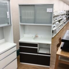 高橋木工所 食器棚 ホワイト／ダークブラウン H194×W101×D46 