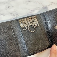 新品未使用】 グッチ ロゴプレート キーケース キャンバス ブラック