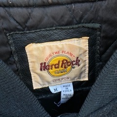 90\'s vintage ハードロックカフェ レザー切替 スタジャン 刺繍ロゴ