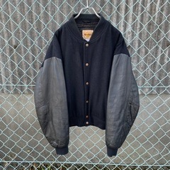 90\'s vintage ハードロックカフェ レザー切替 スタジャン 刺繍ロゴ