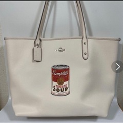 限定品　コーチ　トートバッグ　キャンベルのスープ缶　レザー　