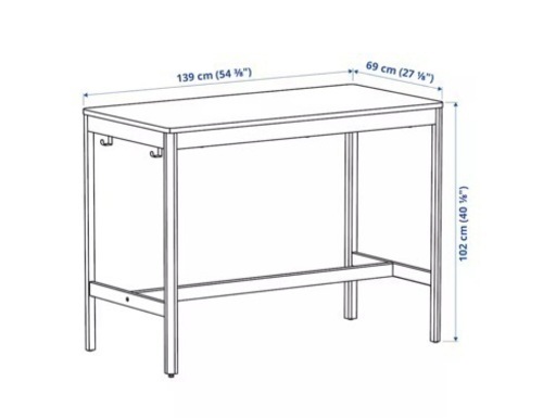 新品 IKEAテーブルフレーム［IDÅSEN イドーセン 下部フレーム テーブルトップ用, ダークグレー, 139x69x72 cm］