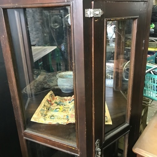 ◆引き取り限定◆ アンティーク　ガラスショーケース　レトロ　ヴィンテージ 店舗受取限定】アンティーク ガラスケース ショーケース 2段 レトロ