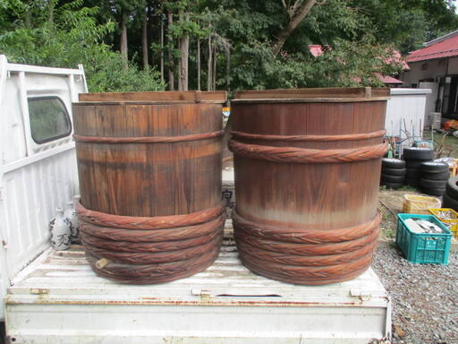 福島県発 中島村発 特大の桶 おけ 2個セット 昭和レトロ 中古品 現状品 引き取り限定