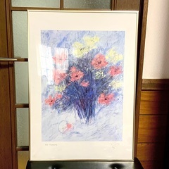 【0円】額入りアート「RED FLOWERS」