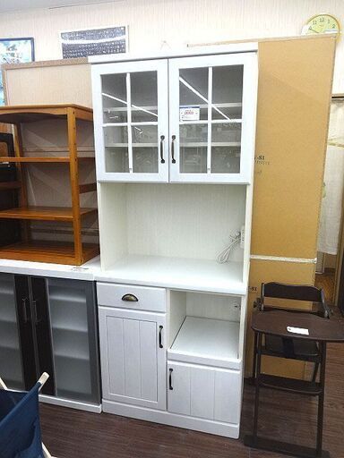 札幌元町 ニトリ キッチンボード ミランダ2 白系 カントリー調 木目 キッチン収納 食器棚
