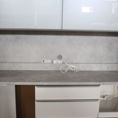 Pamouna/パモウナ キッチンボード RQC-S1500R 引き戸 WG/パールホワイト 奥行き45cm ハイグロス 中古家具 店頭引取歓迎 R6357)