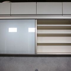 Pamouna/パモウナ キッチンボード RQC-S1500R 引き戸 WG/パールホワイト 奥行き45cm ハイグロス 中古家具 店頭引取歓迎 R6357)