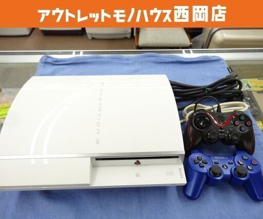 PS3 80GB CECH-L00 ホワイト コントローラ2点付き 動作確認済み プレイステーション ソニー プレステ ゲーム機 西岡店