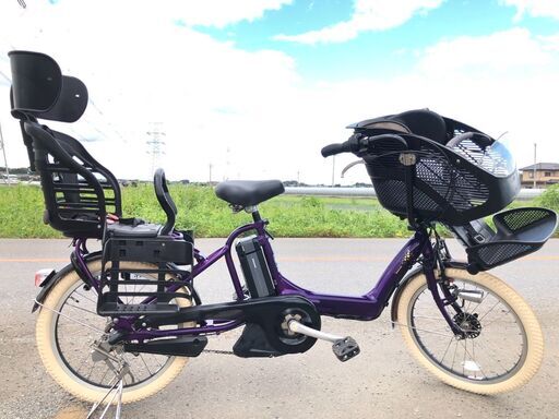 タイヤ新品　電動自転車 バッテリー良品　子供乗せ 20インチ　ブリヂストン　紫