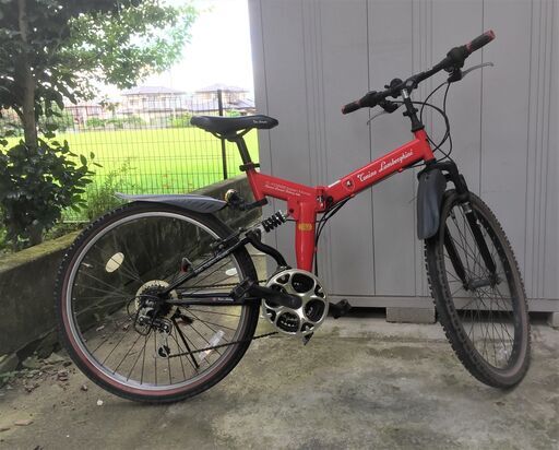 受付終了　ランボルギーニ  折り畳み自転車  26インチ 6速 赤色  （価格変更）