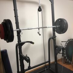 ハーフラック　バーベル120kgセット　ケーブルマシン付き