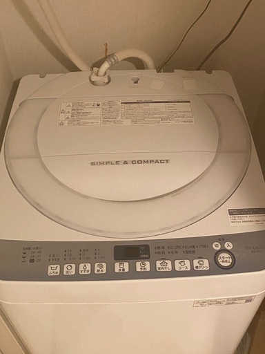 SHARPの洗濯機　ES-T712-W  7キロ 2019年製