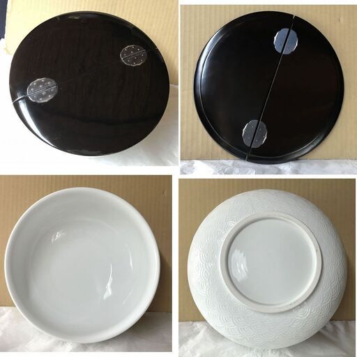 F235 平戸焼 白磁 青海波 平水指 横石嘉助 共箱 水指 茶道具