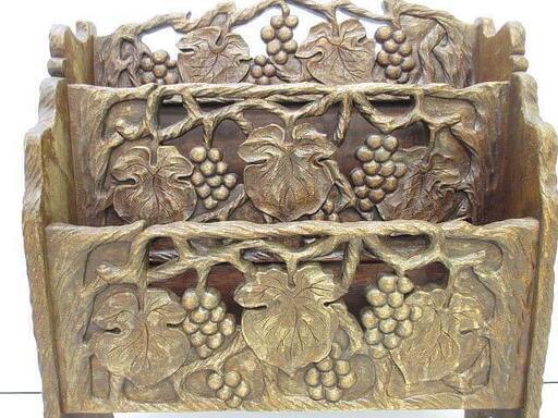 アイヌ 木彫り マガジンラック 木製 ビンテージ レトロ アンティーク