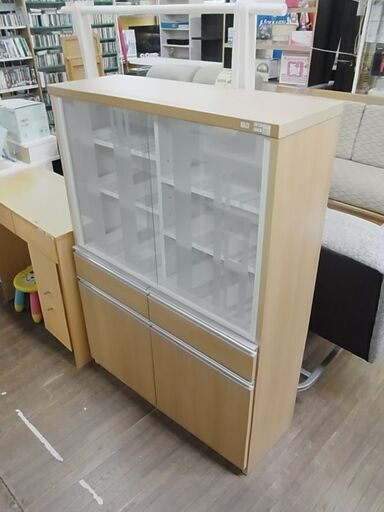 食器棚　キッチンボード　スライドガラス　ミドルサイズ　サイドボード　キッチン収納　リビング収納
