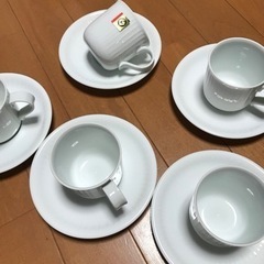 白山コーヒー碗皿（白立すじ）5客（決まりました）