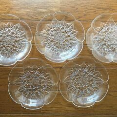 ガラス皿　紫陽花柄　5枚セット