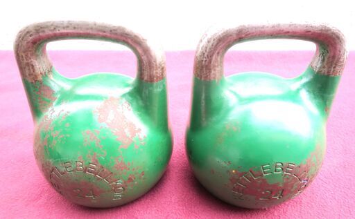 ☆KETTLE BELL ケトルベル 魂 24kg×2 鉄アレイ グリーン◇筋トレや競技