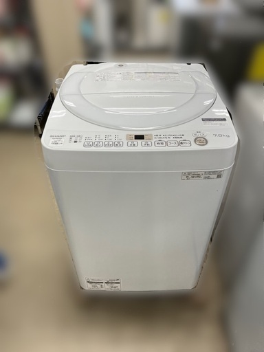 J1594 ★6ヶ月保証付★ 7kg洗濯機 SHARP シャープ ES-KS70W 2021年製  クリーニング済み
