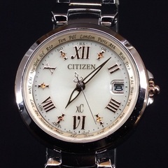 CITIZEN シチズン Xc クロスシー エコドライブ ラジオコントロール レディース腕時計 コンビカラー デイデイト 3針モデル  クリーム文字盤 2008年製造