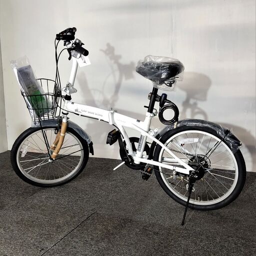 新品 アウトレット品 キャプテンスタッグ 20インチ 折りたたみ自転車 オリクル シマノ6段変速 ホワイト