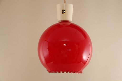 当時物　昭和レトロ 照明器具 赤 レトロポップ 吊り下げ 天井照明 ペンダント ライト (R2187sxY)