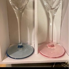 🍷ワイングラス　青と赤の対　HOYA 新品