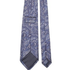 BREUER ブリューワー ネクタイ シルク100% ブルー 青 ペイズリー ジャガード イタリア製 ハンドメイド 希少 名品 正規品 古着 ドレス ビジネス パーティー フォーマル 結婚式 冠婚葬祭