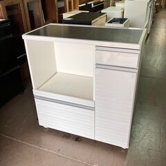 ステンレスキッチンカウンター 90幅 白木目 食器棚レンジラック 収納 カップボード ホワイト 棚 キッチンラック レンジボード