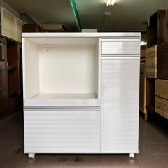 ステンレスキッチンカウンター 90幅 白木目 食器棚レンジラック 収納 カップボード ホワイト 棚 キッチンラック レンジボード