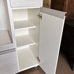 ステンレスキッチンカウンター 90幅 白木目 食器棚レンジラック 収納 カップボード ホワイト 棚 キッチンラック レンジボード