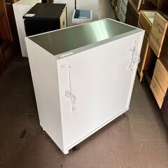 ステンレスキッチンカウンター 90幅 白木目 食器棚レンジラック 収納 カップボード ホワイト 棚 キッチンラック レンジボード