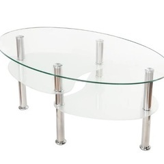 センターテーブル ガラス製 楕円形 100cm幅