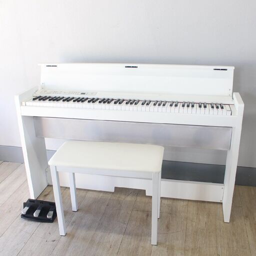 【神奈川pay可】T350) KORG 電子ピアノ 2017年製 LP-380 ホワイト 88鍵 音色数30 RH3鍵盤 エフェクト3つ 椅子付き 楽器 コルグ 直取り/自社配送限定