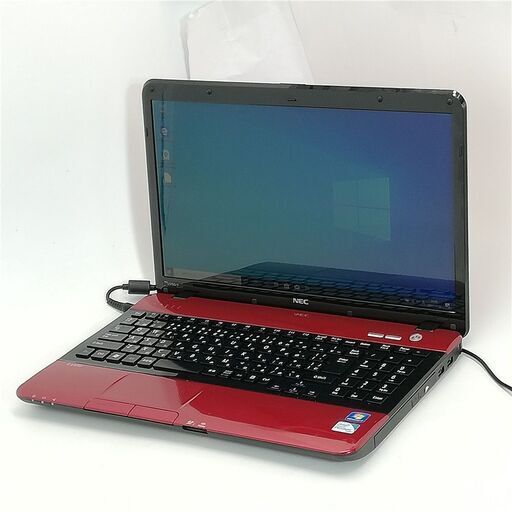大容量HDD-500G レッド 赤色 ノートパソコン 中古良品 15.6型 NEC PC-LS150F26R Pentium 4GB DVDRW 無線 Wi-Fi Windows10 Office