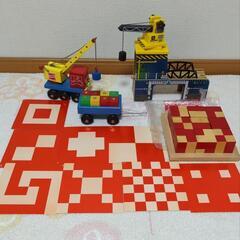 木製玩具　クレーン車　七田式知育パズル