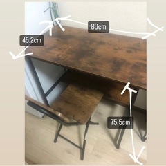 【学習机・勉強机・仕事机】木目調/机&折りたたみ椅子