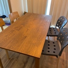 クリのアンティーク仕上げ 無垢ダイニングテーブルセット