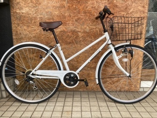 イオンバイクCADALORA 白 シティサイクル27inc  6段ギア 買物 街乗り