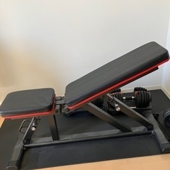 可変式ダンベル24kgX2、インクラインベンチ、エクササイズマットセット