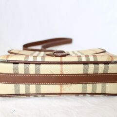 美品 バーバリー ショルダーバッグ ノバチェック PVC ブラウン BURBERRY バーバリーショルダーバッグ 斜め掛け PVC×レザー ノバ