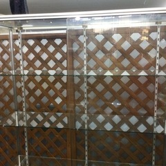 ■配達可■ガラスショーケース 幅121 高さ183.5 4段 アルミ ディスプレイケース ガラスケース 鍵付 