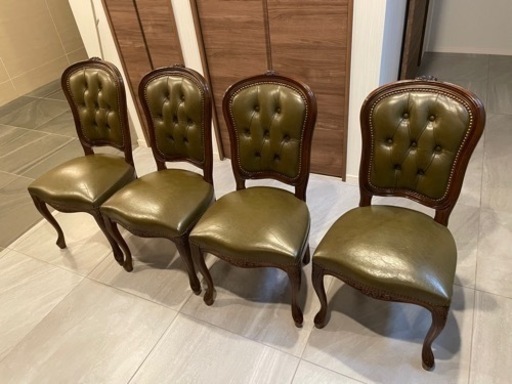 イタリア製　本革　椅子　4脚セット